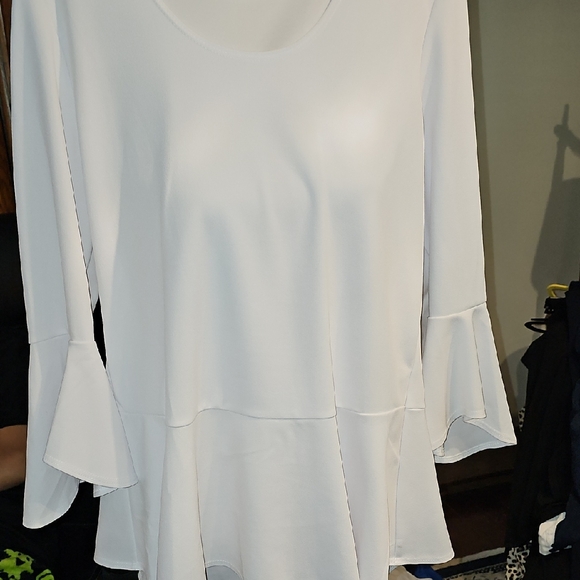 Slinky Brand White Flared Sleeve Blouse - Picture 1 of 3